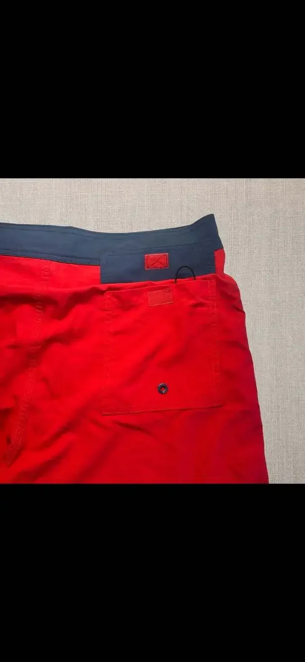 Old Navy California Men’s Board Shorts Red Navy Swim Trunks Size 36 Drawstring